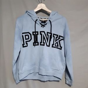 PINK | Light blue tie-dyed hoodie